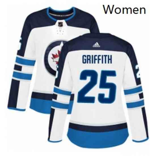 Womens Adidas Winnipeg Jets 25 Seth Griffith Authentic White Away NHL Jersey